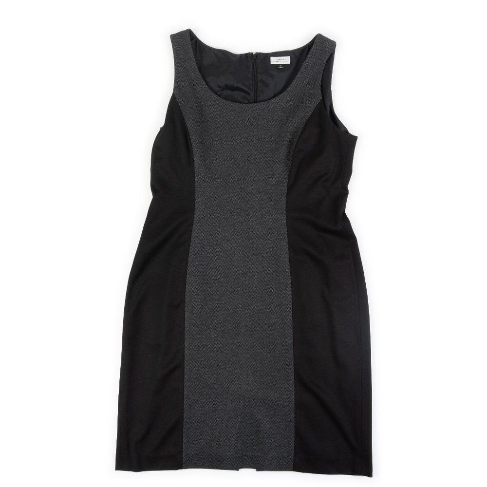 TAHARI Arthur S. Levine grey herringbone sleeveless sheath dress